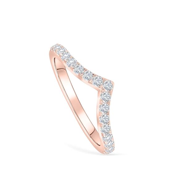 Modern Gents | NWOT | "The Zoey" Chevron Band | Rose Gold | Diamond Alternative - Picture 2 of 7